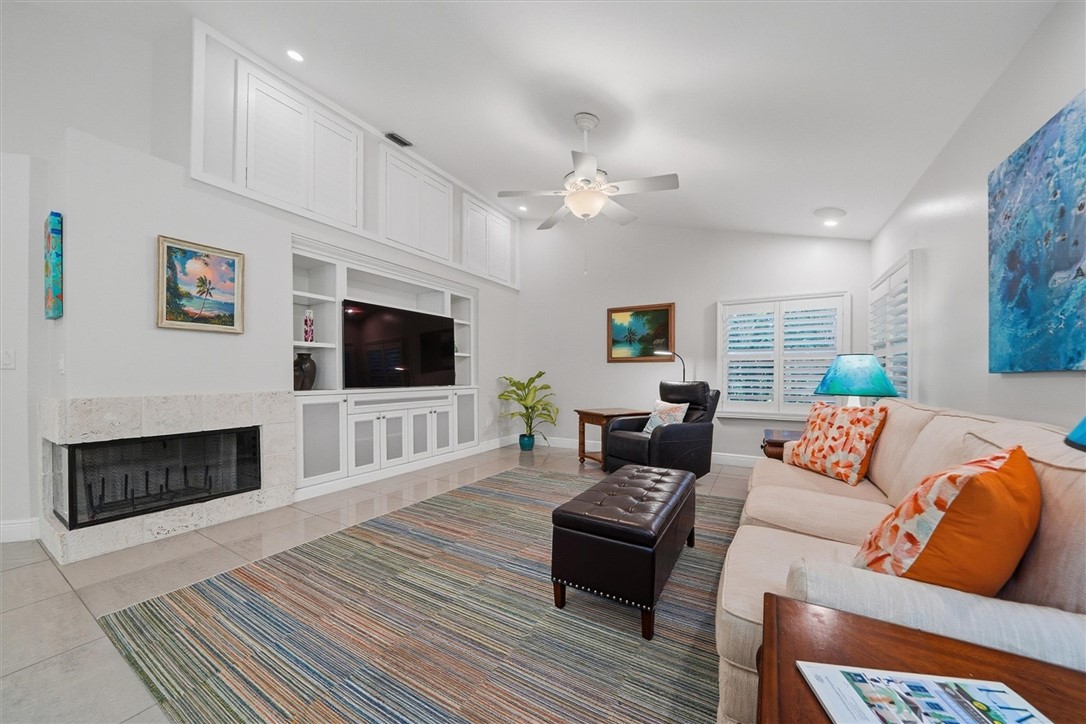 Large Family room with built in TV with storage