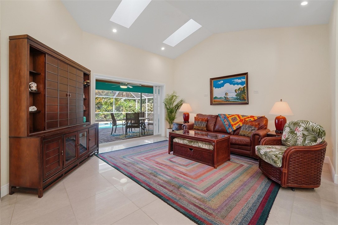 Formal living room with indoor outdoor feel