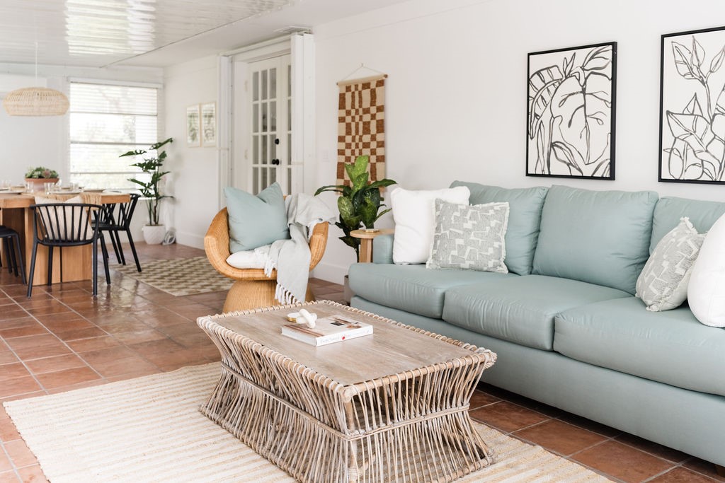 Sun room area featuring terracotta tile flooring a