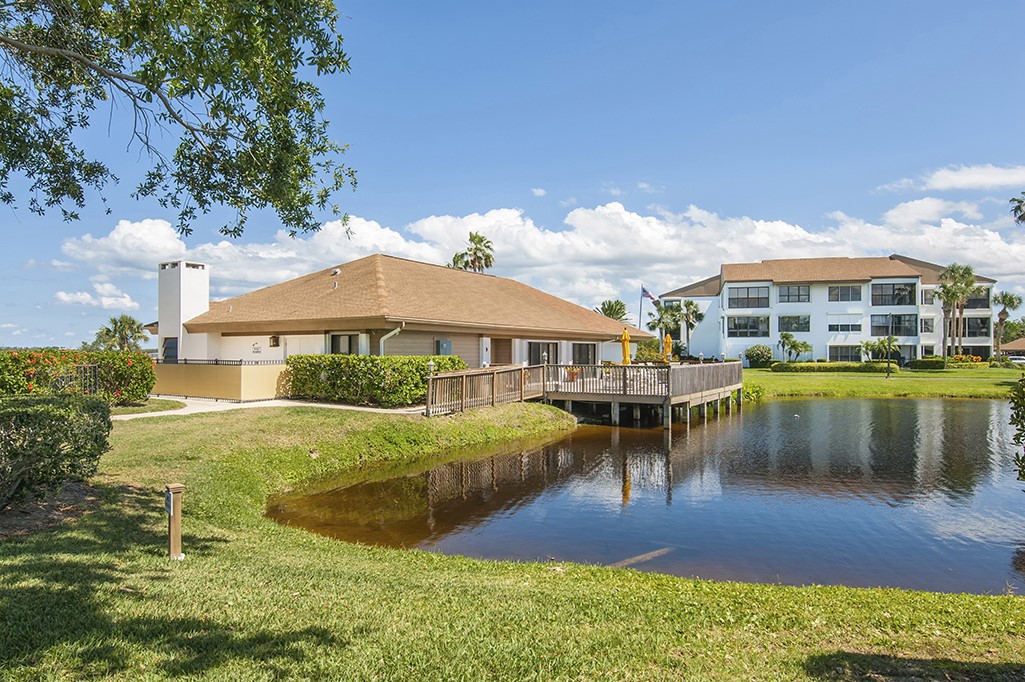 Waterfront property featuring a spacious outdoor d